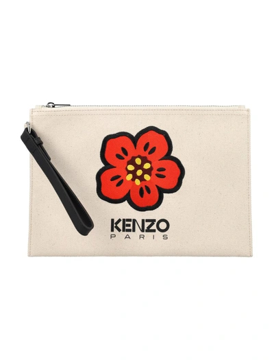 Kenzo "boke Flower" Clutch In Ecru