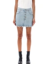 Mm6 Maison Margiela Raw-edge Denim Mini Skirt In Blue