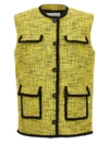 Msgm Tweed Vest Gilet Yellow In Amarillo