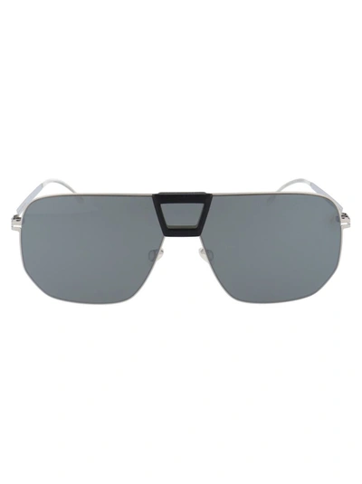 Mykita Sunglasses In 351 Mh22 Pitch Black/shiny Silver | Silver Flash Shield