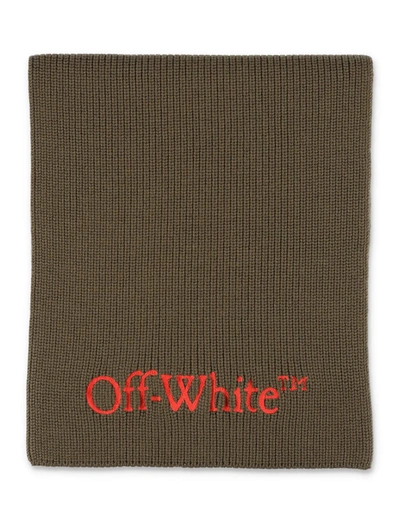 Off-white Bookish Knit Scarf In Army Green