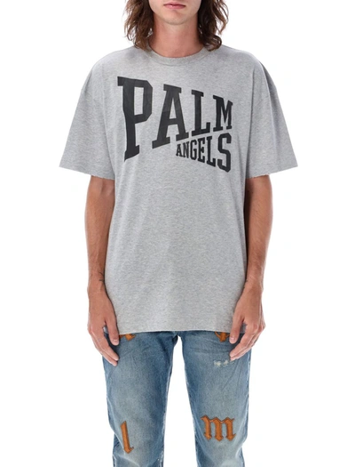 Palm Angels Logo Printed Straight Hem T-shirt In Grey