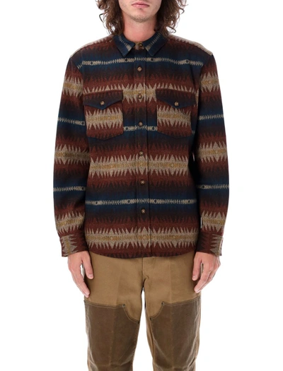 Pendleton La Pine Virgin Wool Shirt Jacket In Tye River/red Mix