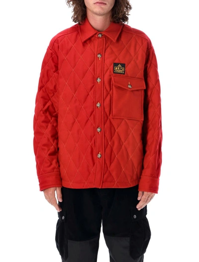 Phipps Quilted Overshirt In Marine Scarlet Solid