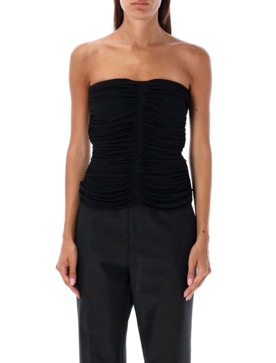 Saint Laurent Sleeveless Viscose Bustier Top In Black