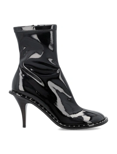 Stella Mccartney Ryder Lacquered Stiletto Ankle Boots In Black