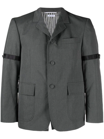 Thom Browne Unstructured Straight Fit Sb S/c With Gg Armband In Typewriter Cloth Clothing In Grey