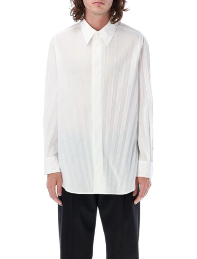 Valentino Garavani Pleated Cotton-blend Shirt In White