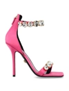 VERSACE VERSACE CRYSTAL SATIN SANDALS