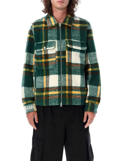 Pleasures Folklore Plaid Work Jacket In Green