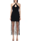 Rotate Birger Christensen Rotate Sunday Capsule Bead Fringed Dress In Black