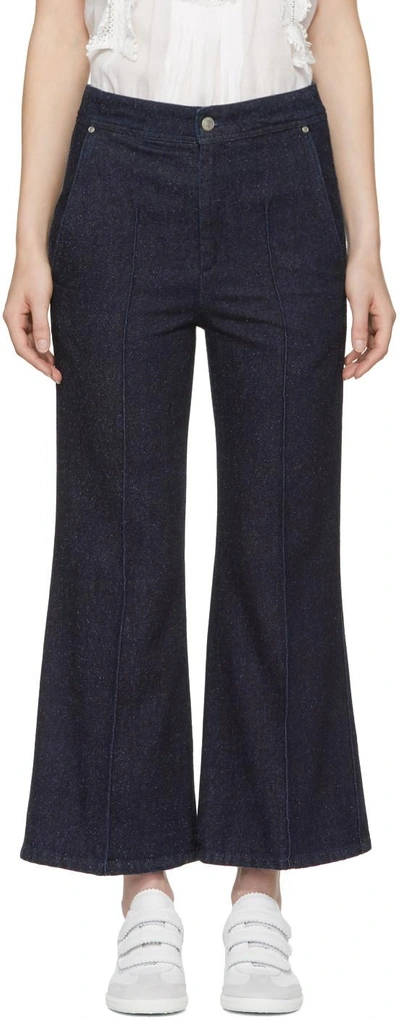 Isabel Marant Parsley Kick-flare Cropped Jeans In Dark Denim