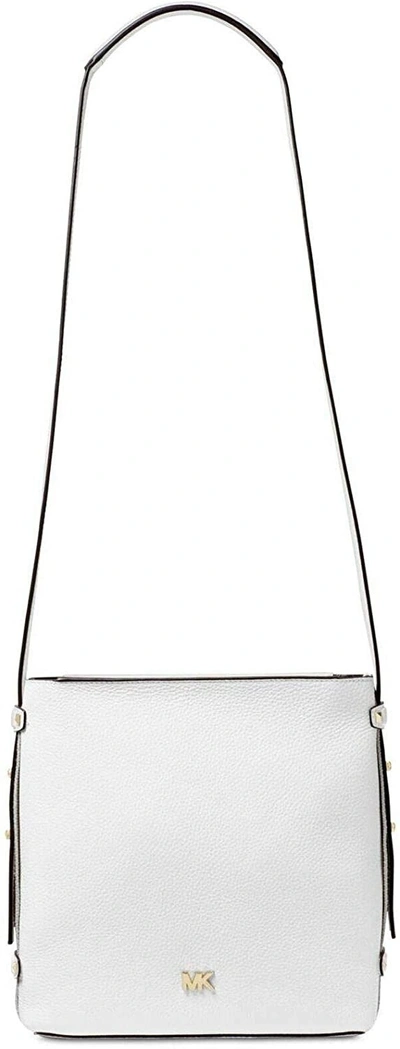 Michael Kors Griffin Medium North South Messenger In Optic White