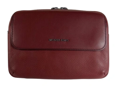 Michael Kors Hudson Pebbled Leather Utility Crossbody Bag In Merlot-dark Berry
