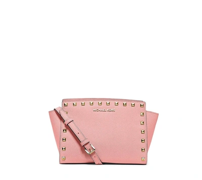 Michael Kors Selma Studded Medium Messenger Bag In Pale Pink