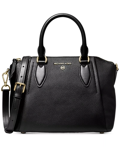 MICHAEL KORS MICHAEL KORS SIENNA MEDIUM SATCHEL BLACK PEBBLED LEATHER BAG