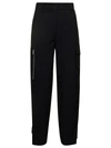 PLAIN BLACK CARGO trousers WITH POCKETS WOMAN
