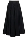 PLAIN BLACK MAXI PLEATED SKIRT WITH ZIP FASTENING WOMAN