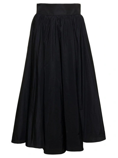 Plain Black Maxi Pleated Skirt With Zip Fastening Woman