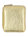 Comme Des Garçons Zipper Compact Wallet With Gold Finish In Gold