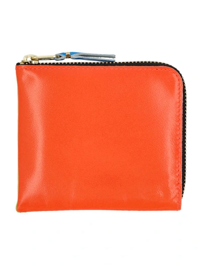 Comme Des Garçons Super Fluo Small Zip Coin Wallet In Orange Green