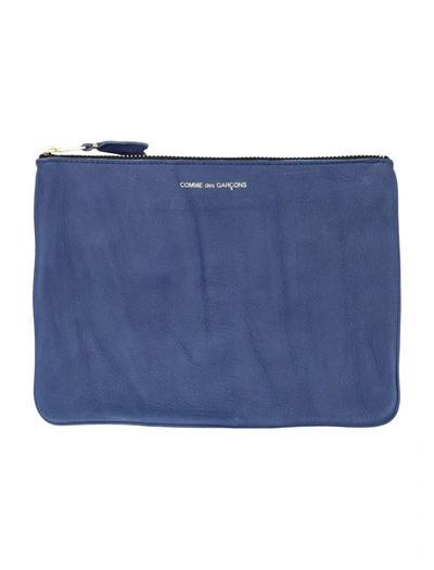 Comme Des Garçons Washed Zip Pouch In Navy