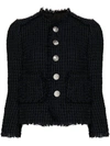 Dsquared2 Manhattan Bouclé Jacket With Adjustable Straps In Navy Blue