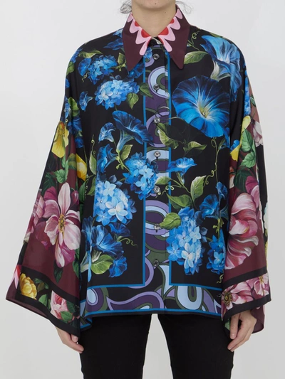 Dolce & Gabbana Floral-print Silk Shirt In Multicolour