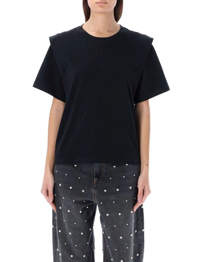 Isabel Marant Étoile Zelitos Shoulder Detail Crew Neck Top In Black