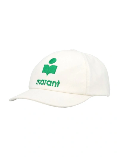 Isabel Marant Tyron Logo Cap In White Emerald