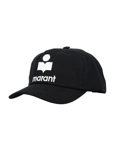 Isabel Marant Tyron Logo Cap In Black Ecru