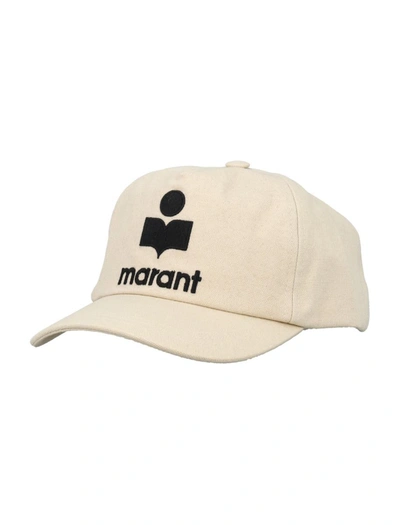 Isabel Marant Tyron Logo Cap In Ecru Black