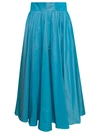 PLAIN LIGHT BLUE MAXI PLEATED SKIRT WITH ZIP FASTENING IN POLYESTER WOMAN