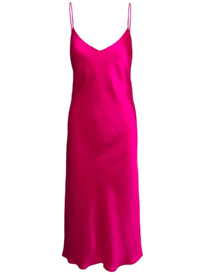 Plain Satin Slip Dress In Pink