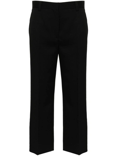 Miu Miu Grain De Poudre Cropped Trousers In Nero