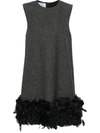 Prada Feather And Petal Trimmed Mini Dress In Ardesia