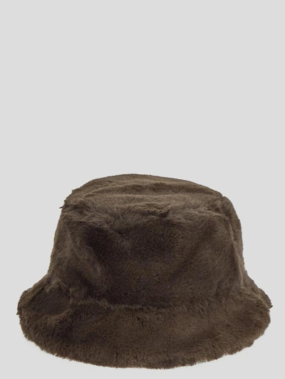 Stand Studio Wera Faux-fur Bucket Hat In Ebonybrown