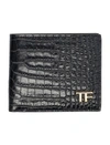 TOM FORD TOM FORD GLOSSY PRINTED CROC CLASSIC BIFOLD WALLET BY TOM FORD