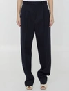 Bottega Veneta Twill Low Crotch Pants In Blue