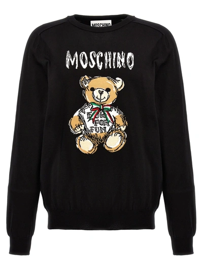 Moschino Archive Teddy Sweater, Cardigans Black In Negro