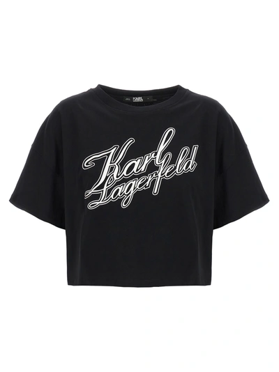 KARL LAGERFELD ATHLEISURE CROPPED T-SHIRT BLACK