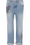 ALEXANDER MCQUEEN FLORAL-EMBROIDERED BOYFRIEND JEANS