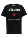 Moschino Black Regular Fit T-shirt With Logo And Heart Graphic