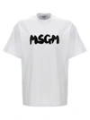Msgm Logo Print Cotton Jersey T-shirt In White,black