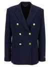 Versace Blue Double-breasted Jacket With Medusa Buttons In Blue
