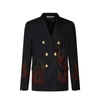 Palm Angels Flame-print Double-breasted Blazer In Black