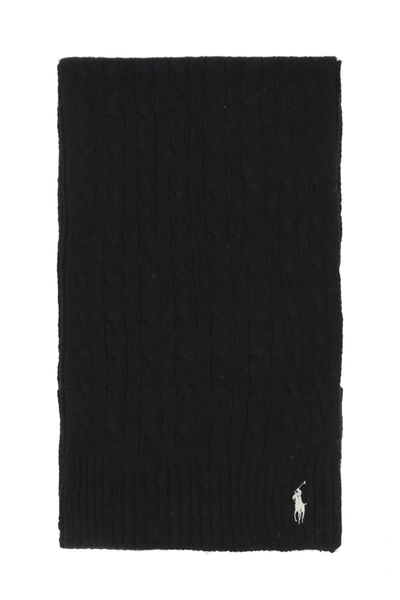 POLO RALPH LAUREN WOOL AND CASHMERE CABLE KNIT SCARF