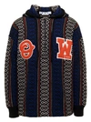 Off-white Geometric-patterned Alpaca-blend Hoodie In Brown