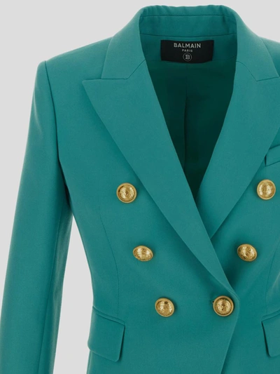 Balmain Wool Jacket In Green