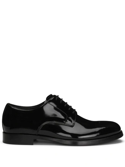 Dolce & Gabbana Lace-up Patent-finish Derby Shoes In Black